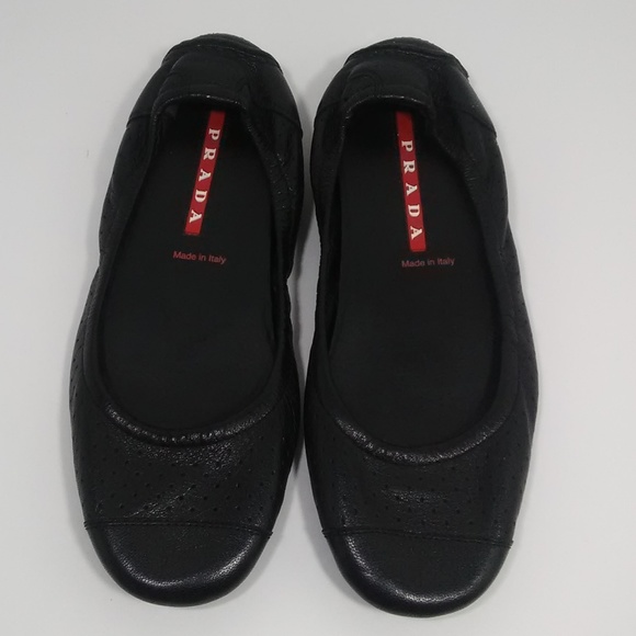 PRADA Sport Black Leather Driving Flats Size 36 6 - Picture 1 of 7